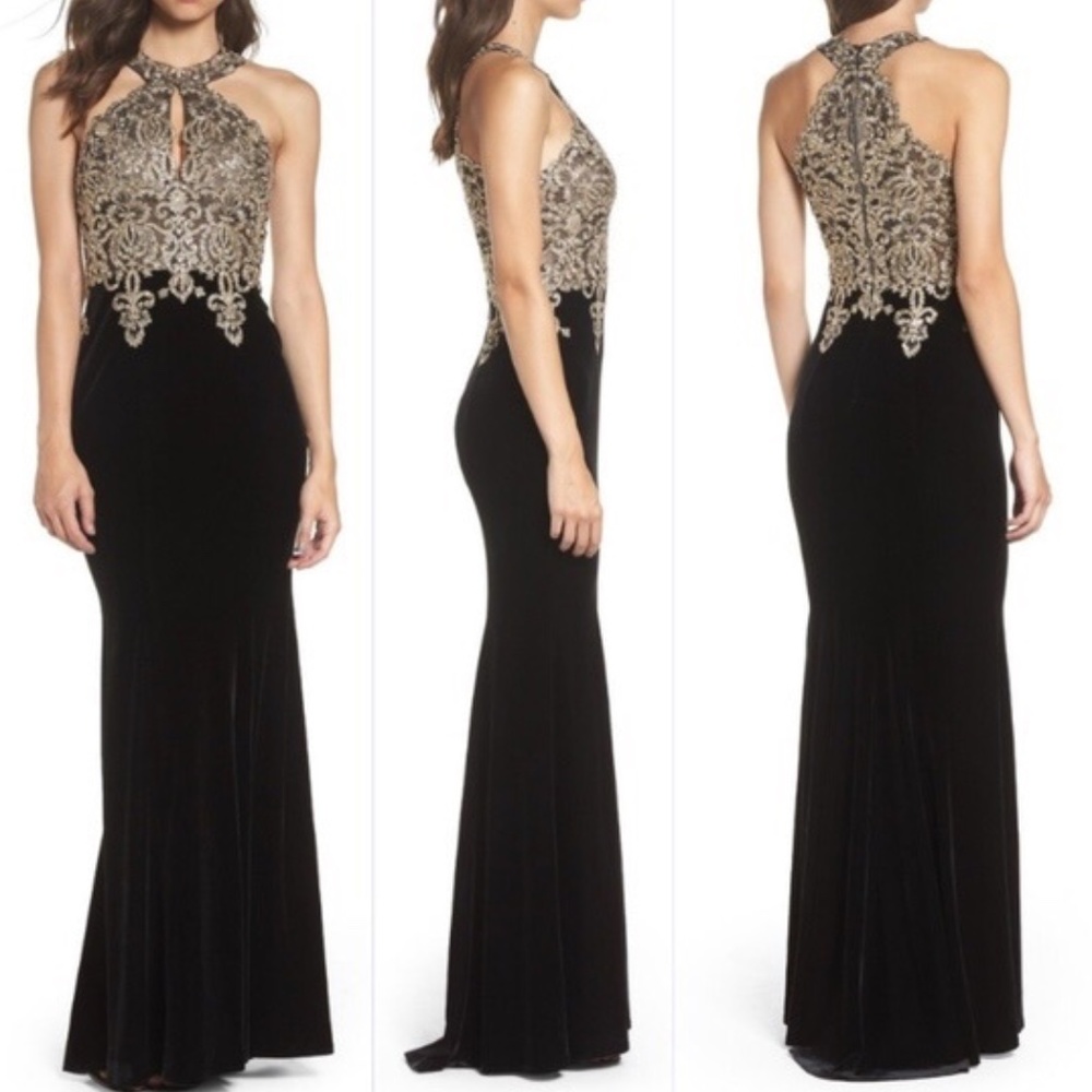 Xscape Velvet Halter Gown